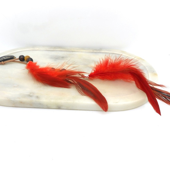 Red Feather Peacock Spears Hair Extension - Picture 2 of 2